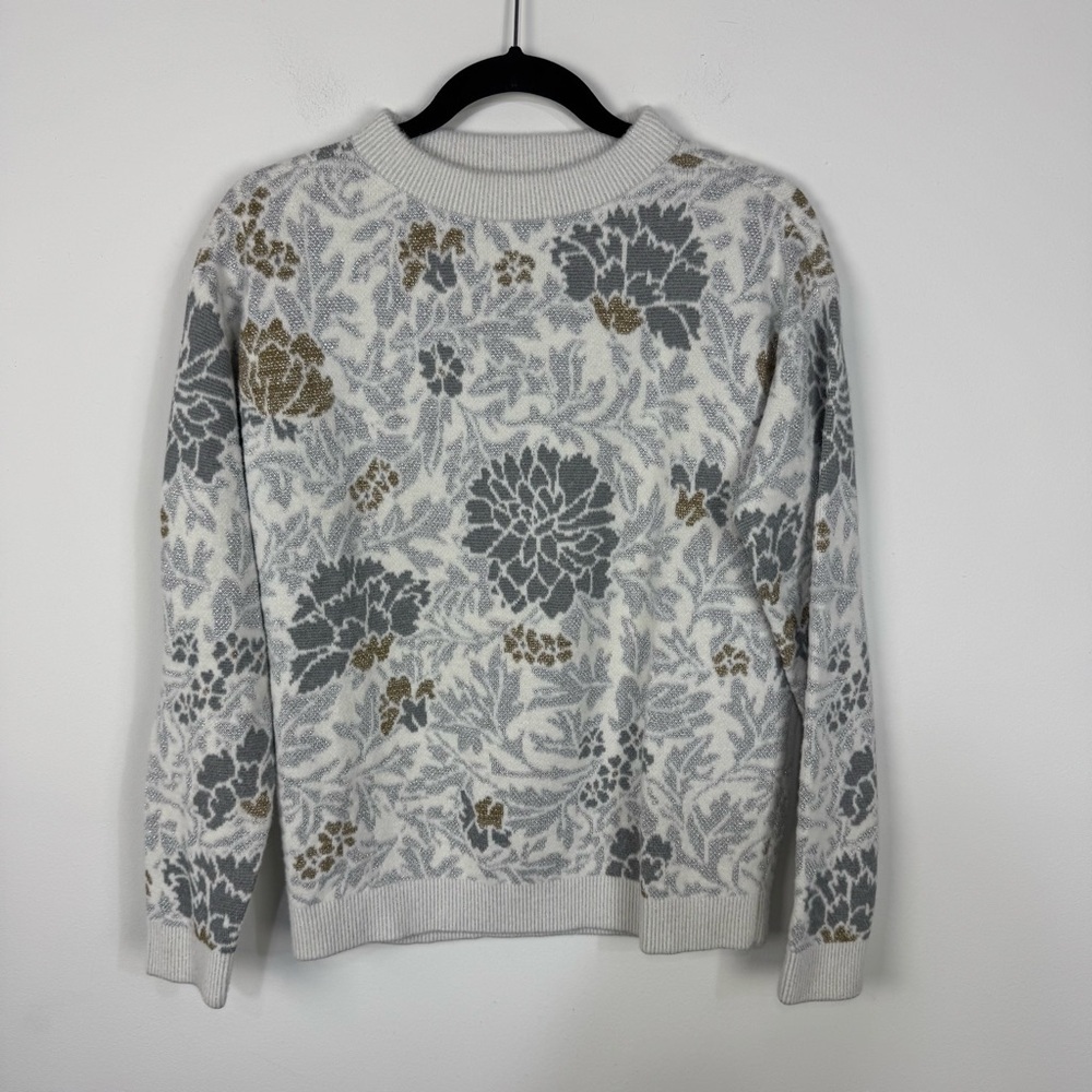 Ann Taylor Poinsettia Flower Holiday Sweater Scoop Neck Christmas